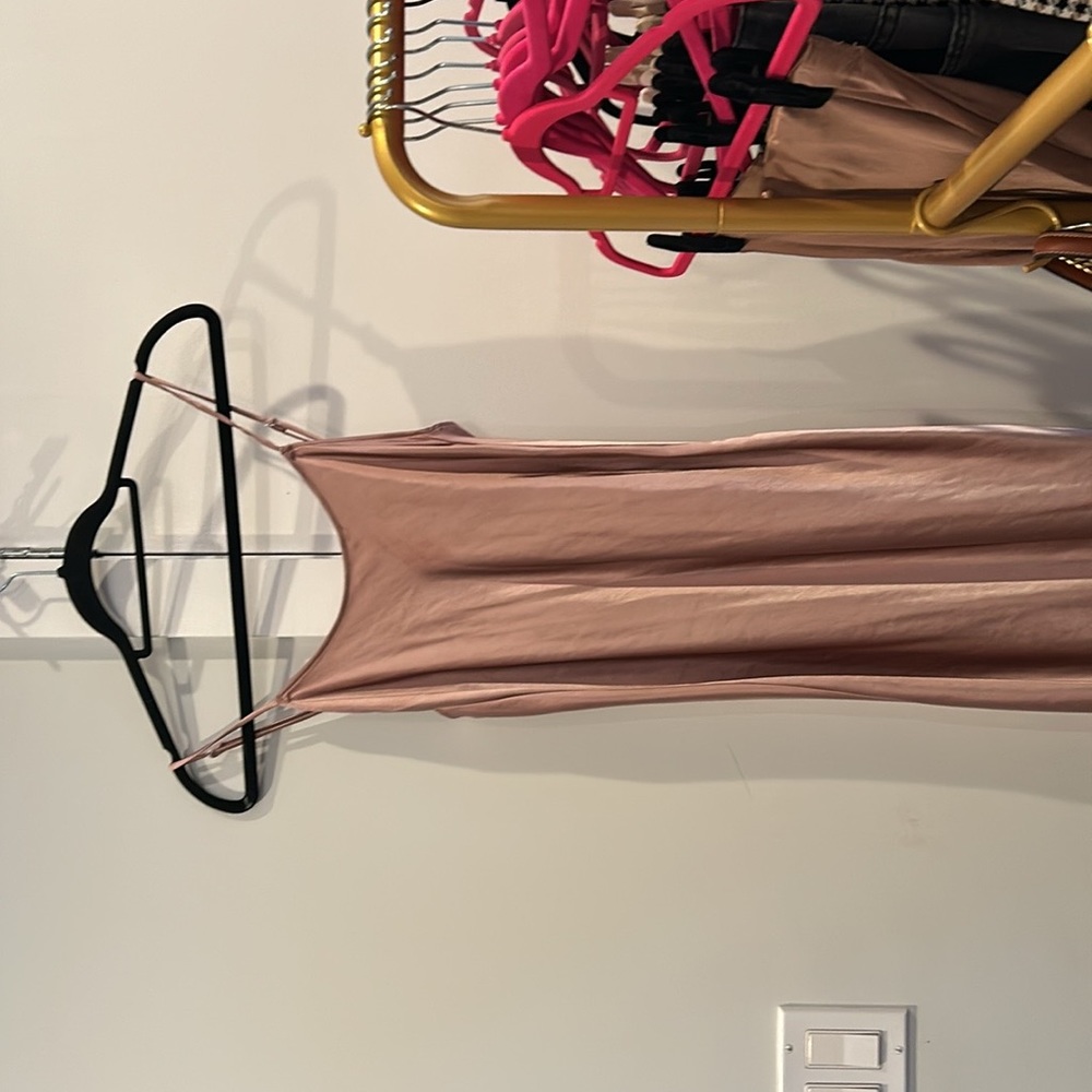 Dh New York pink slip dress with crochet knit sweater